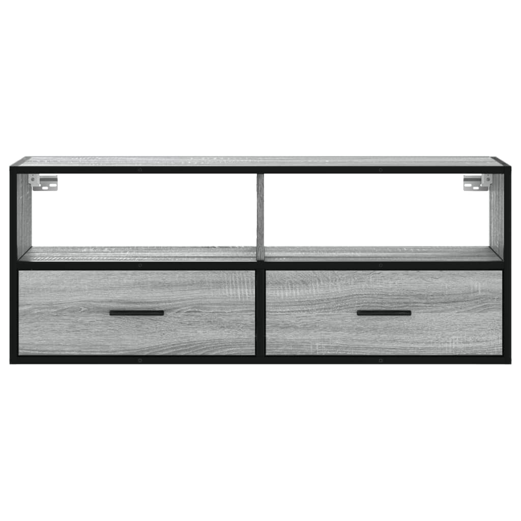 Móvel p/ TV 100x31x39,5 cm deriv. madeira/metal cinzento sonoma