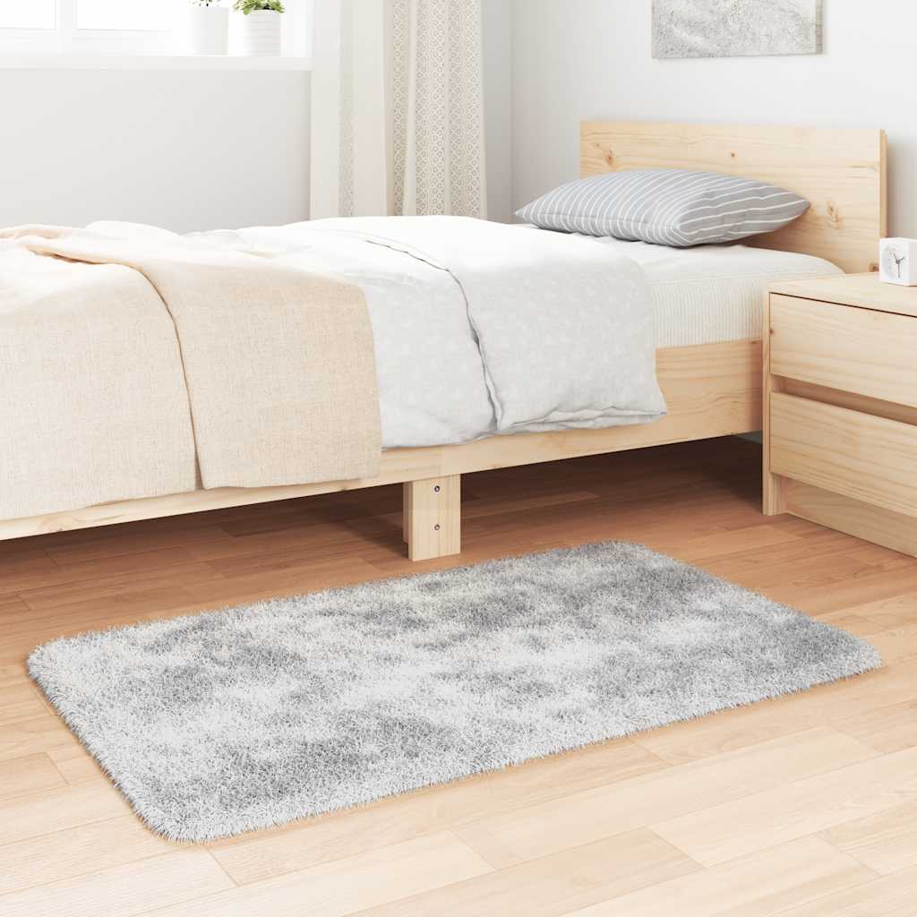 Tapete shaggy de pelo alto navarra 60x100cm cinzento prateado