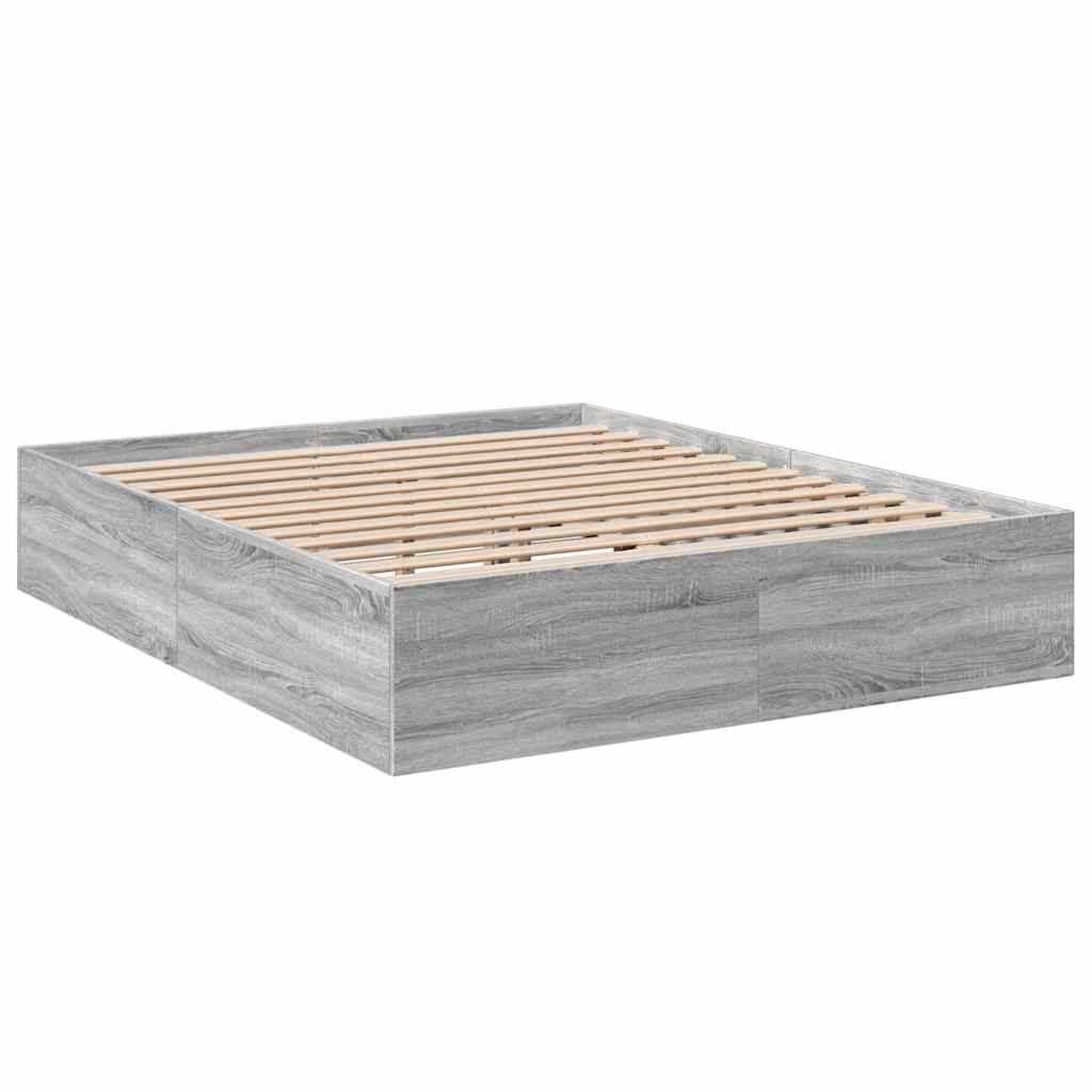 Estrutura de cama 150x200 cm derivados de madeira cinza sonoma