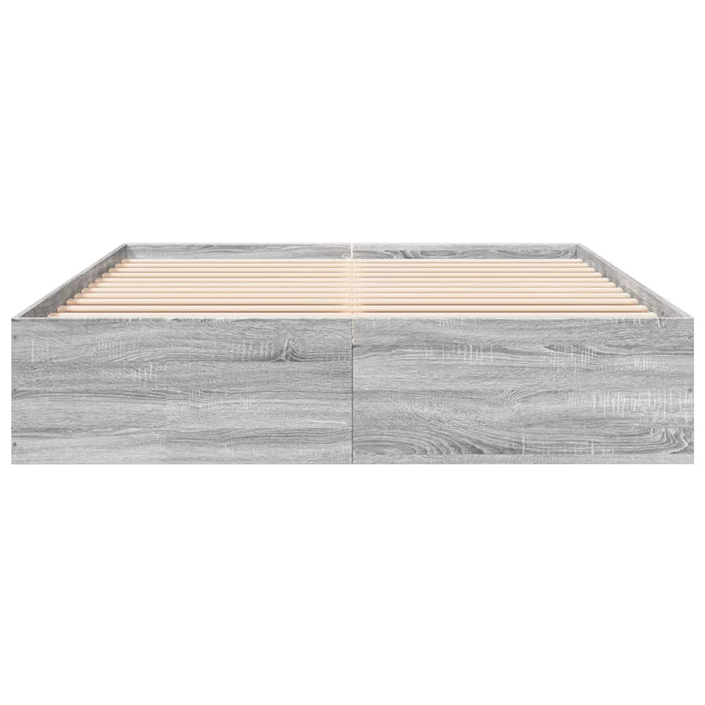 Estrutura de cama 150x200 cm derivados de madeira cinza sonoma
