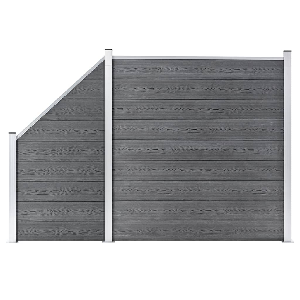 Painel vedação wpc 1 quadrado + 1 inclinado 273x186 cm cinzento