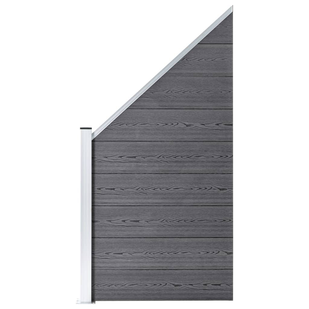 Painel vedação wpc 1 quadrado + 1 inclinado 273x186 cm cinzento