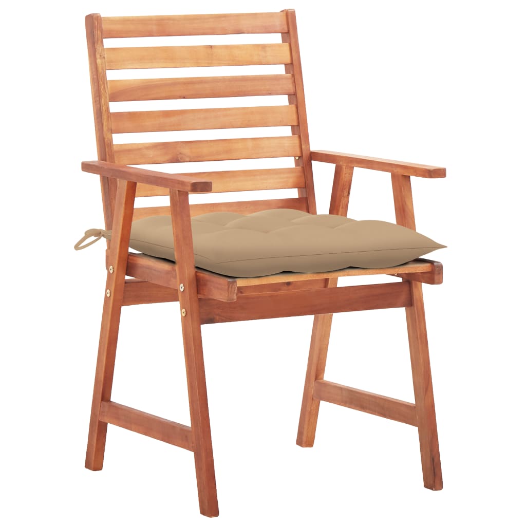 Cadeiras de jantar p/ jardim 3 pcs c/ almofadões acácia maciça