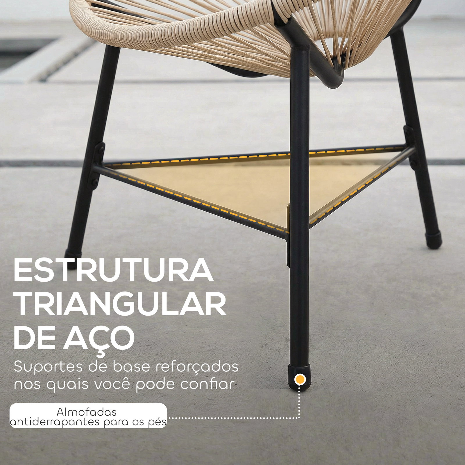 Conjunto de 2 cadeiras acapulco de jardim em vime sintético cadeiras para exterior com estrutura de aço madeira
