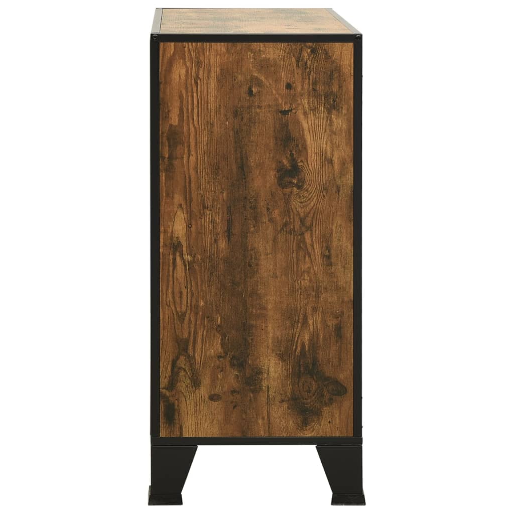Armário de arrumação 72x36x82 cm metal/MDF castanho rústico