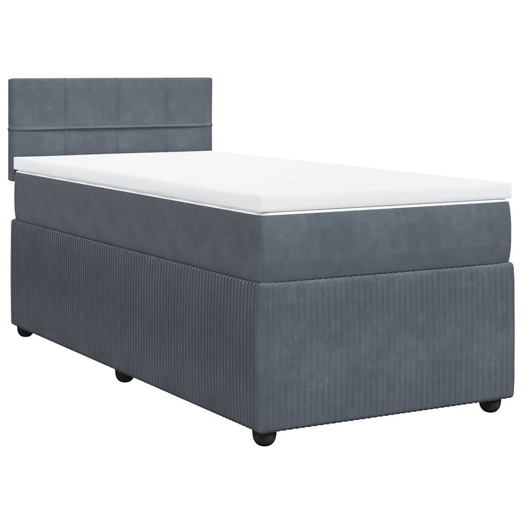 Cama com molas/colchão 100x200 cm veludo cinza-escuro