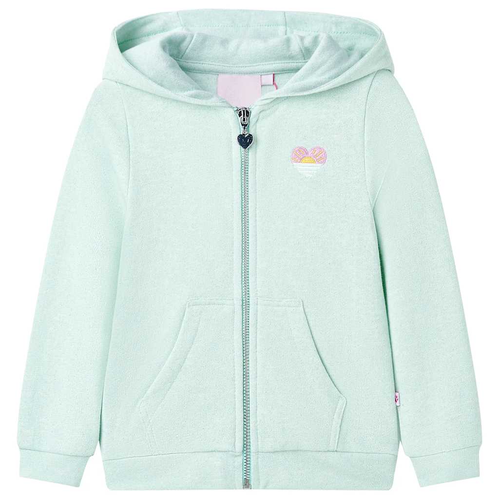 Sweatshirt para criança com capuz e fecho menta-claro misto 92