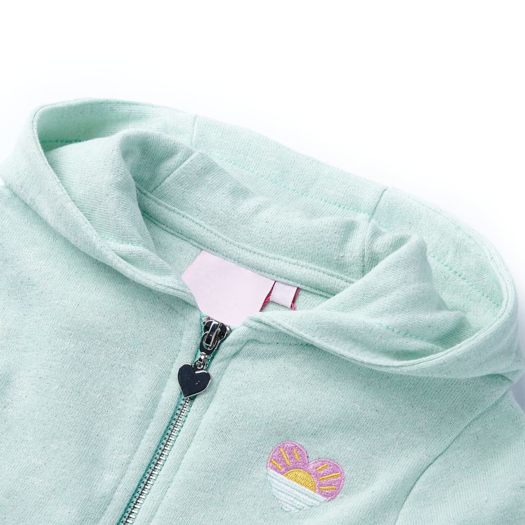 Sweatshirt para criança com capuz e fecho menta-claro misto 92