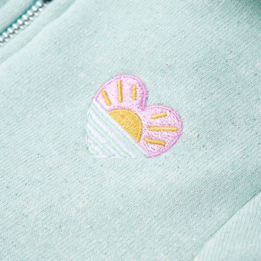 Sweatshirt para criança com capuz e fecho menta-claro misto 92