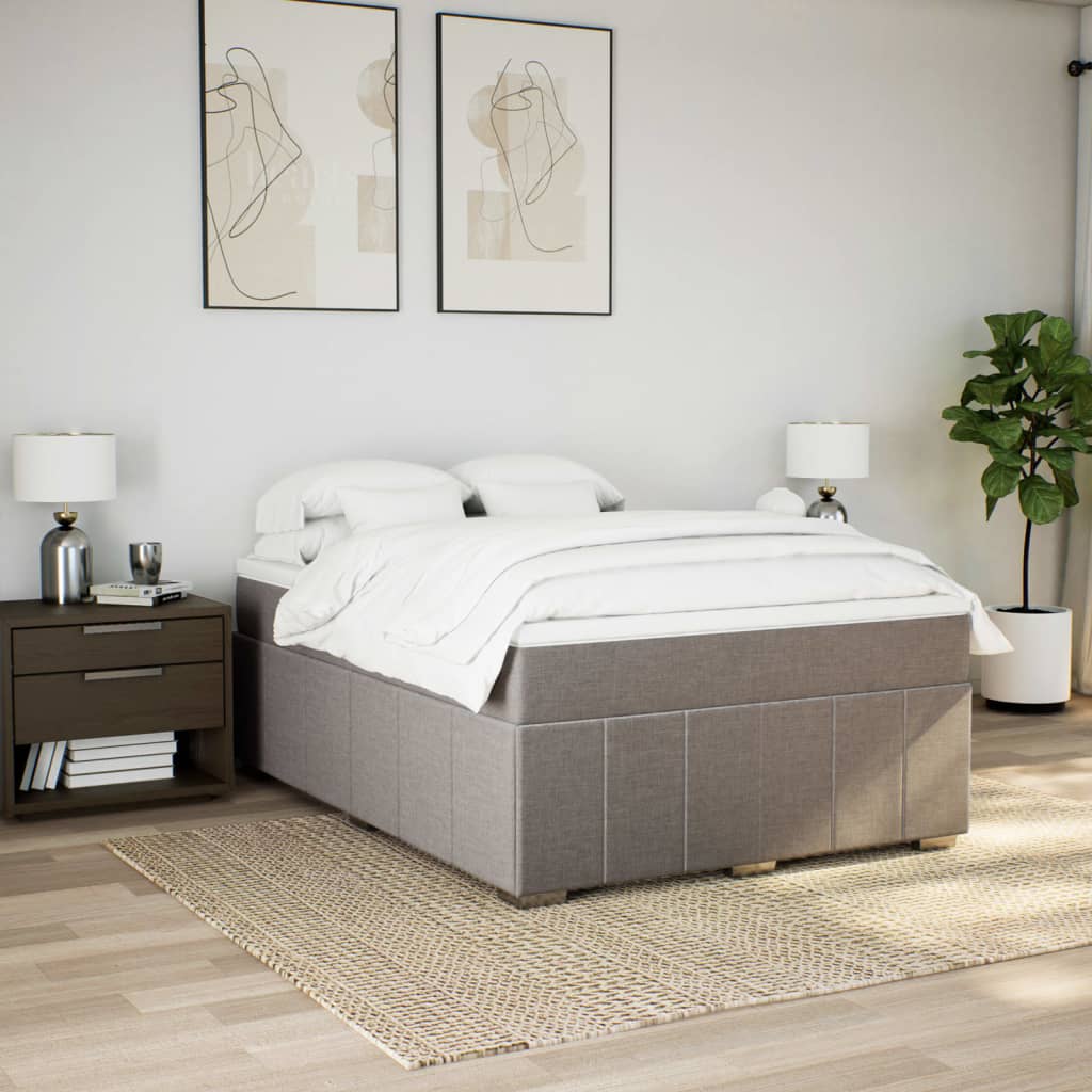 Cama com molas/colchão 140x200 cm tecido castanho-acinzentado