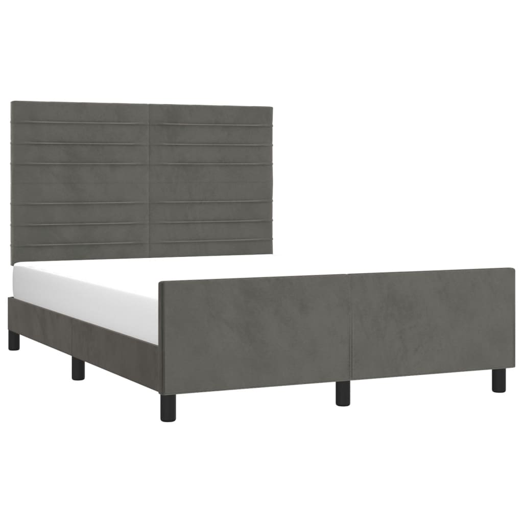 Estrutura de cama sem colchão 140x200 cm veludo cinzento-escuro
