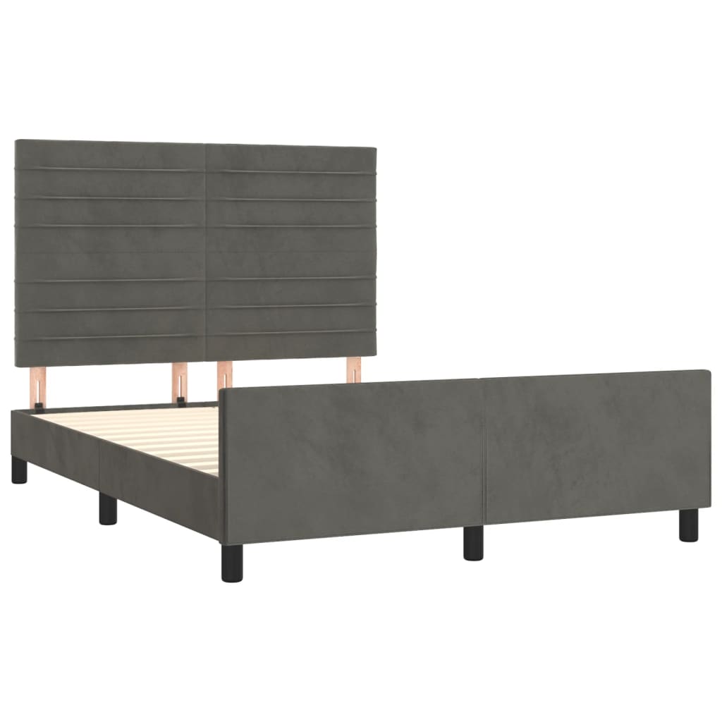 Estrutura de cama sem colchão 140x200 cm veludo cinzento-escuro