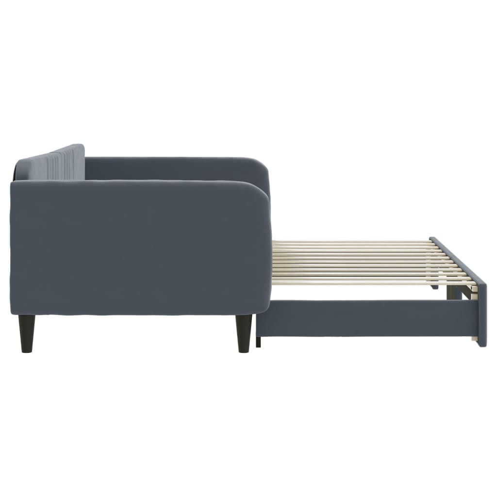 Sofá-cama com gavetão 100x200 cm veludo cinzento-escuro