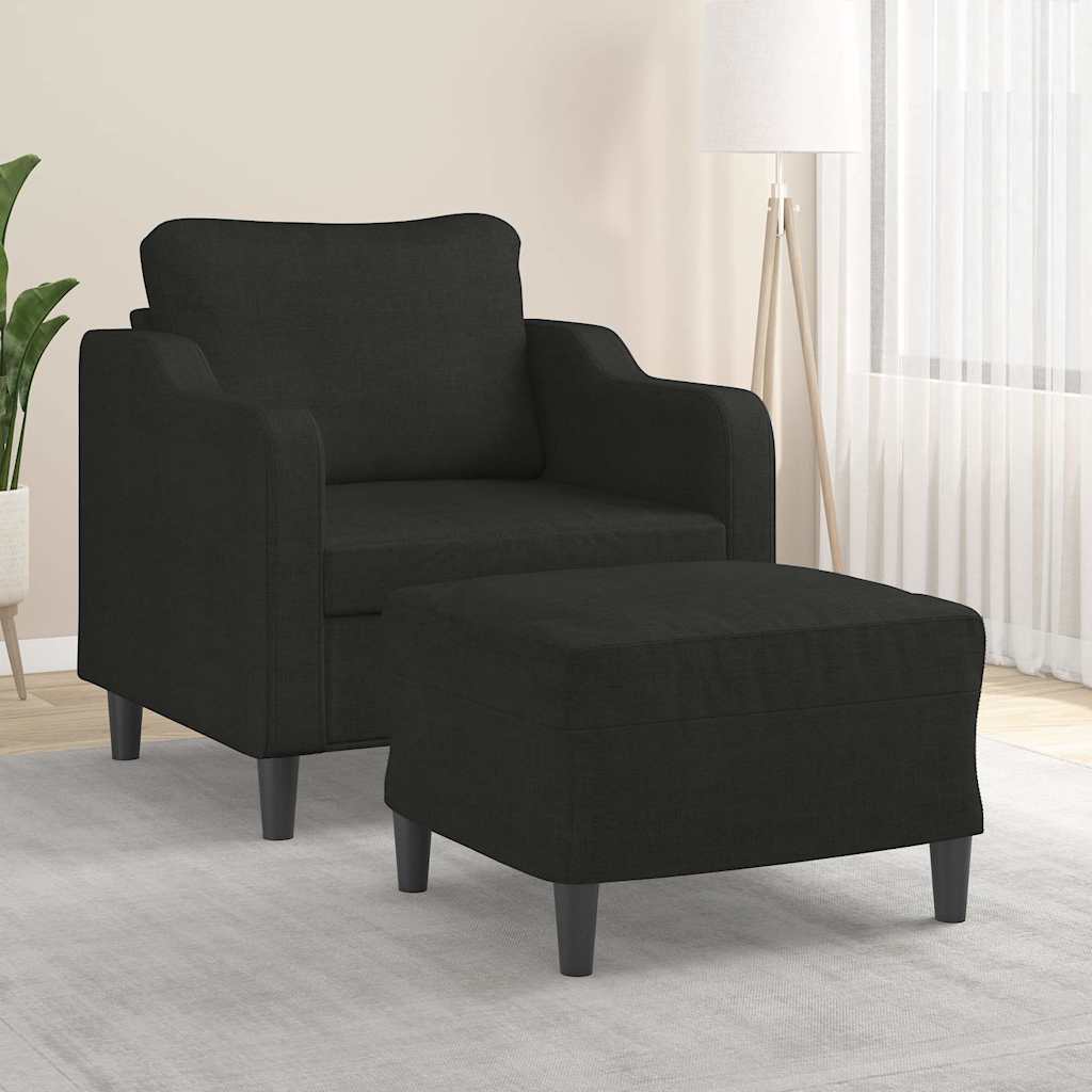 Poltrona com apoio de pés 60 cm tecido preto