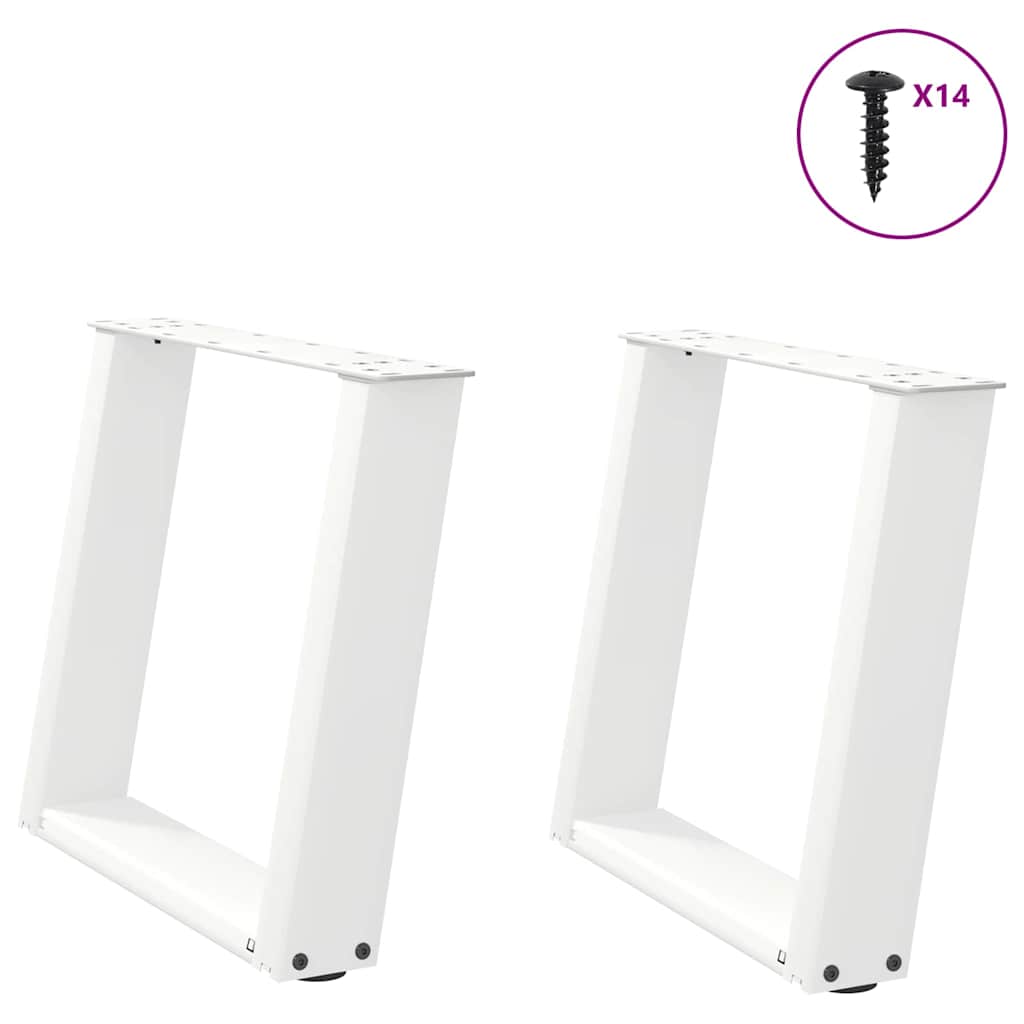 Pés para mesa de centro em forma de u, 2 peças, branco, 50x (42-43) cm, aço