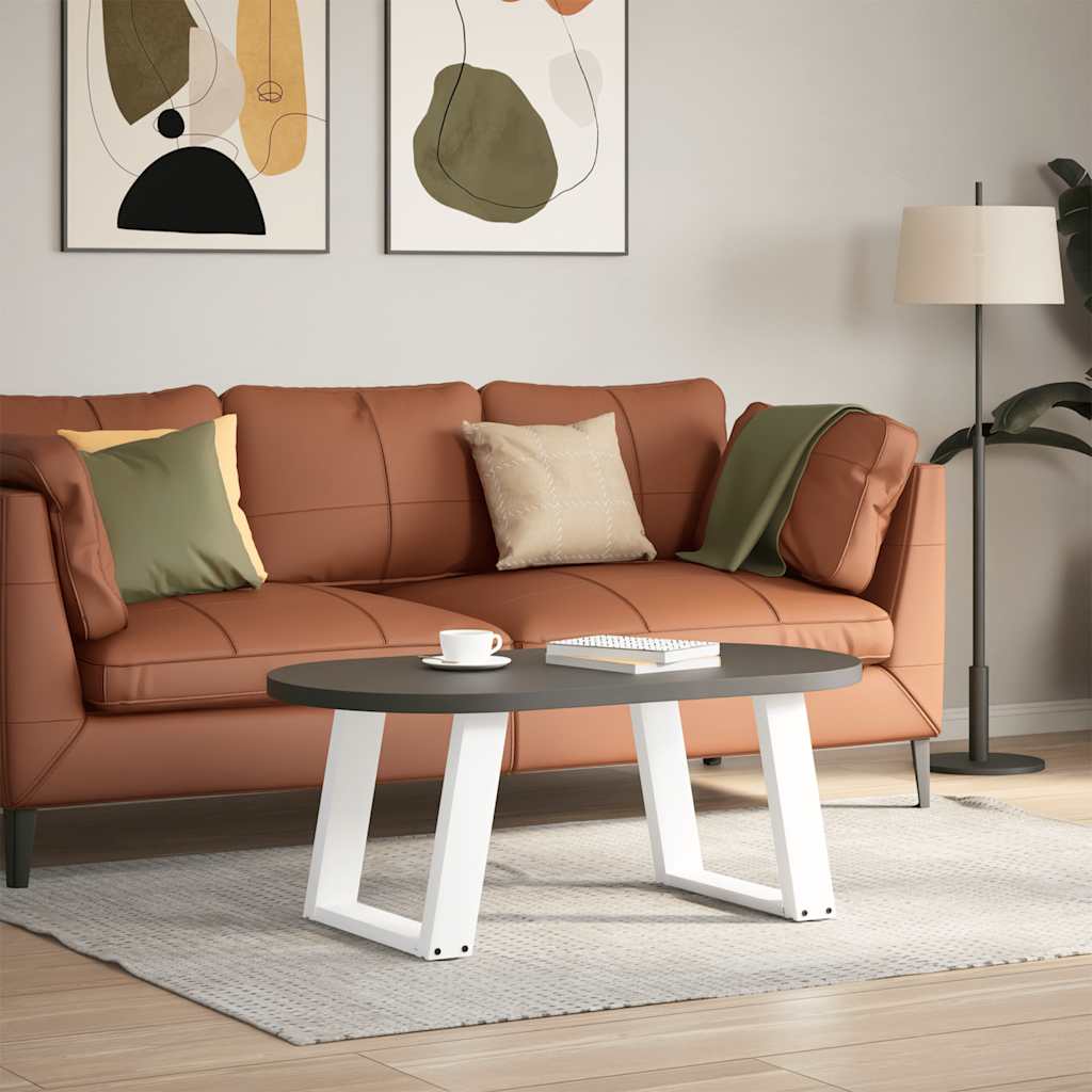 Pés para mesa de centro em forma de u, 2 peças, branco, 50x (42-43) cm, aço