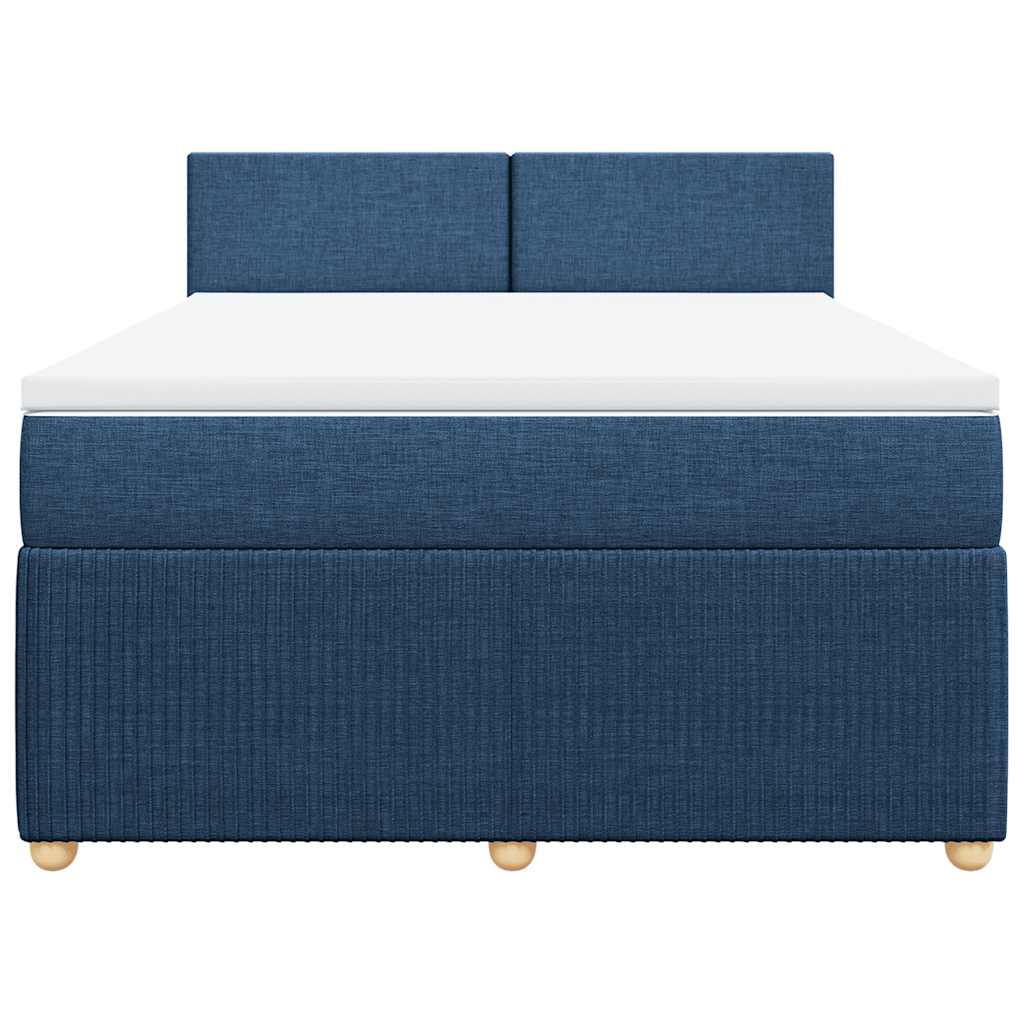 Cama com molas/colchão 140x200 cm tecido azul