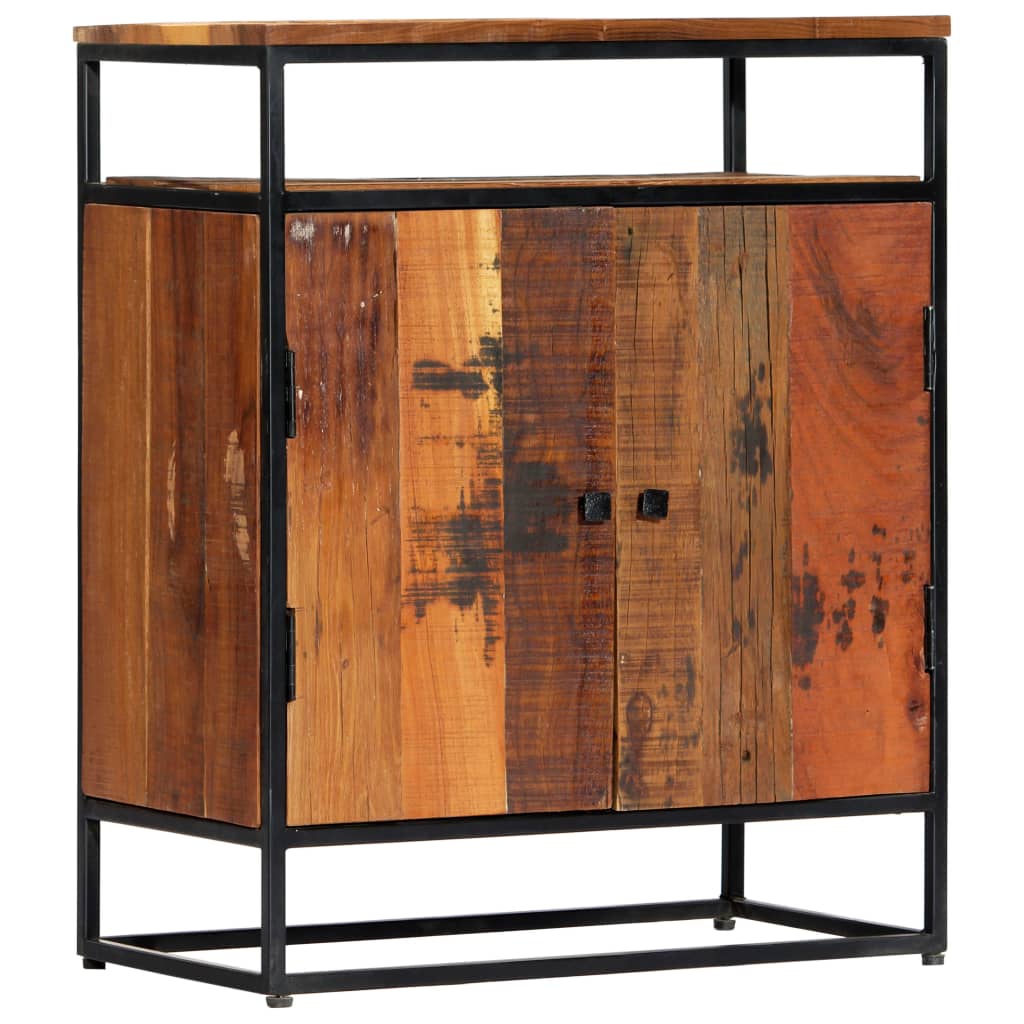 Móvel lateral 60x35x76 cm madeira recuperada maciça e aço