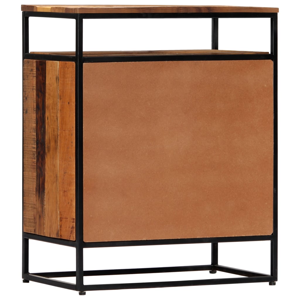 Móvel lateral 60x35x76 cm madeira recuperada maciça e aço