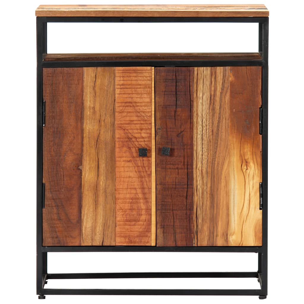 Móvel lateral 60x35x76 cm madeira recuperada maciça e aço