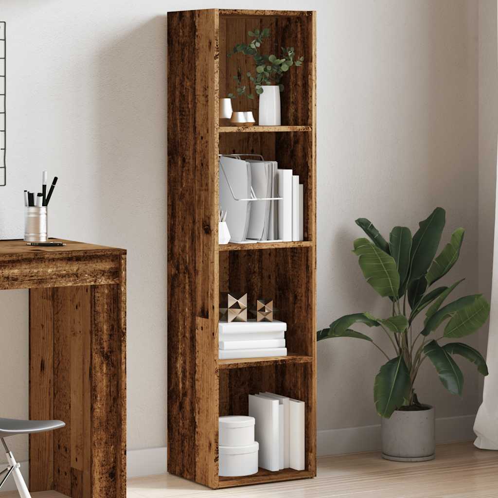 Armário de livros madeira velha 36x30x143 cm madeira trabalhada