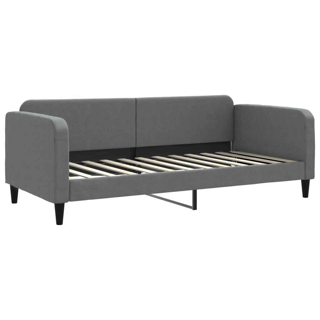 Sofá-cama com colchão 90x200 cm tecido cinzento-escuro