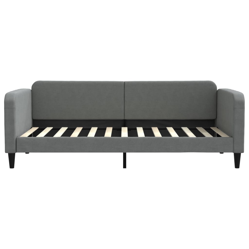 Sofá-cama com colchão 90x200 cm tecido cinzento-escuro