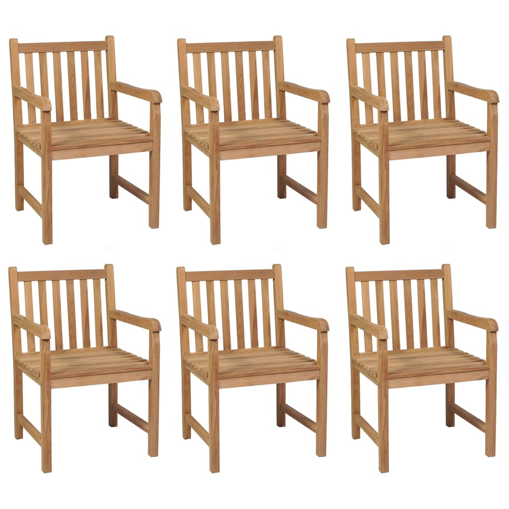 Cadeiras de jardim c/ almofadões azul-claro 6 pcs teca maciça