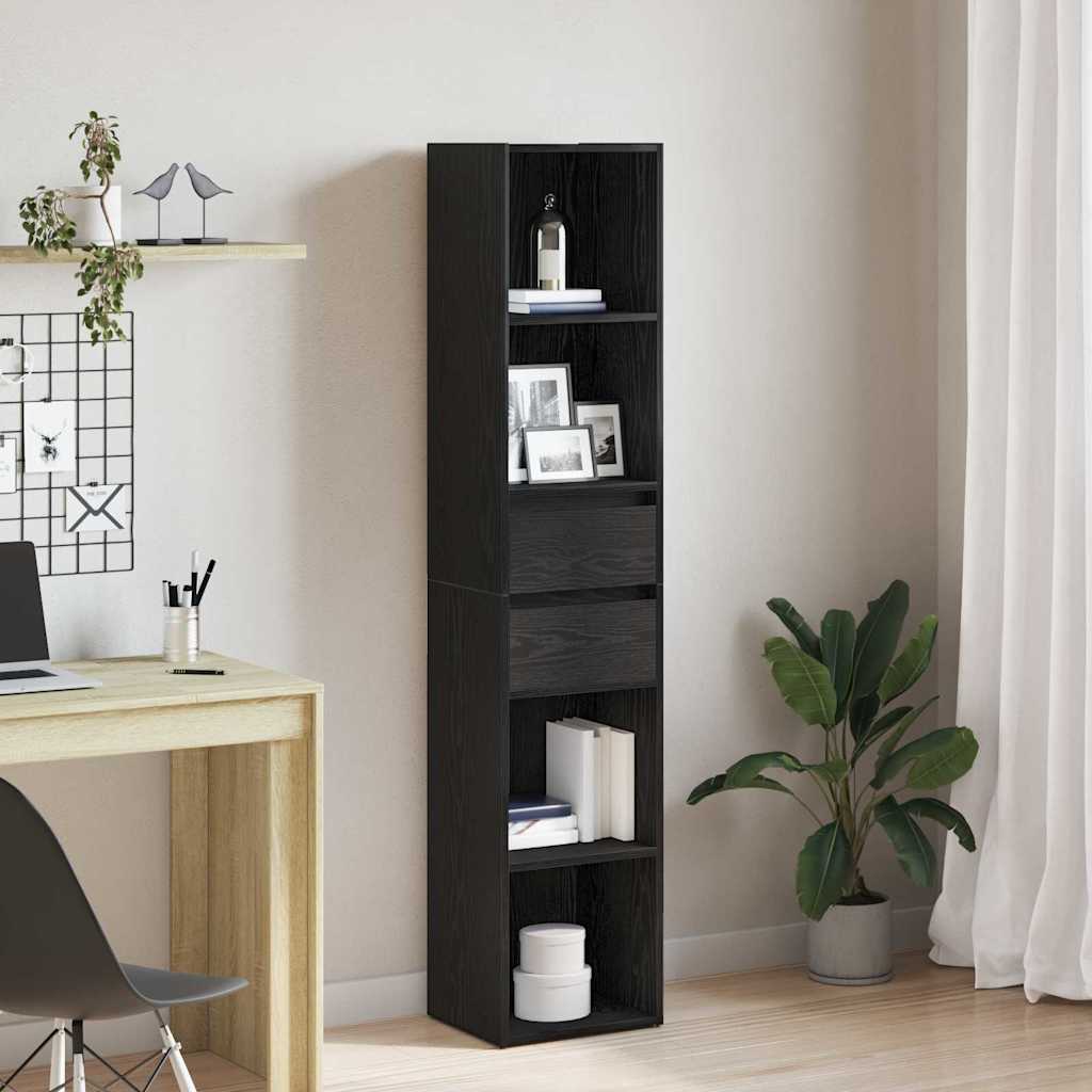 Gabinete de livros 4 níveis 36 x 30 x 171 cm carvalho preto