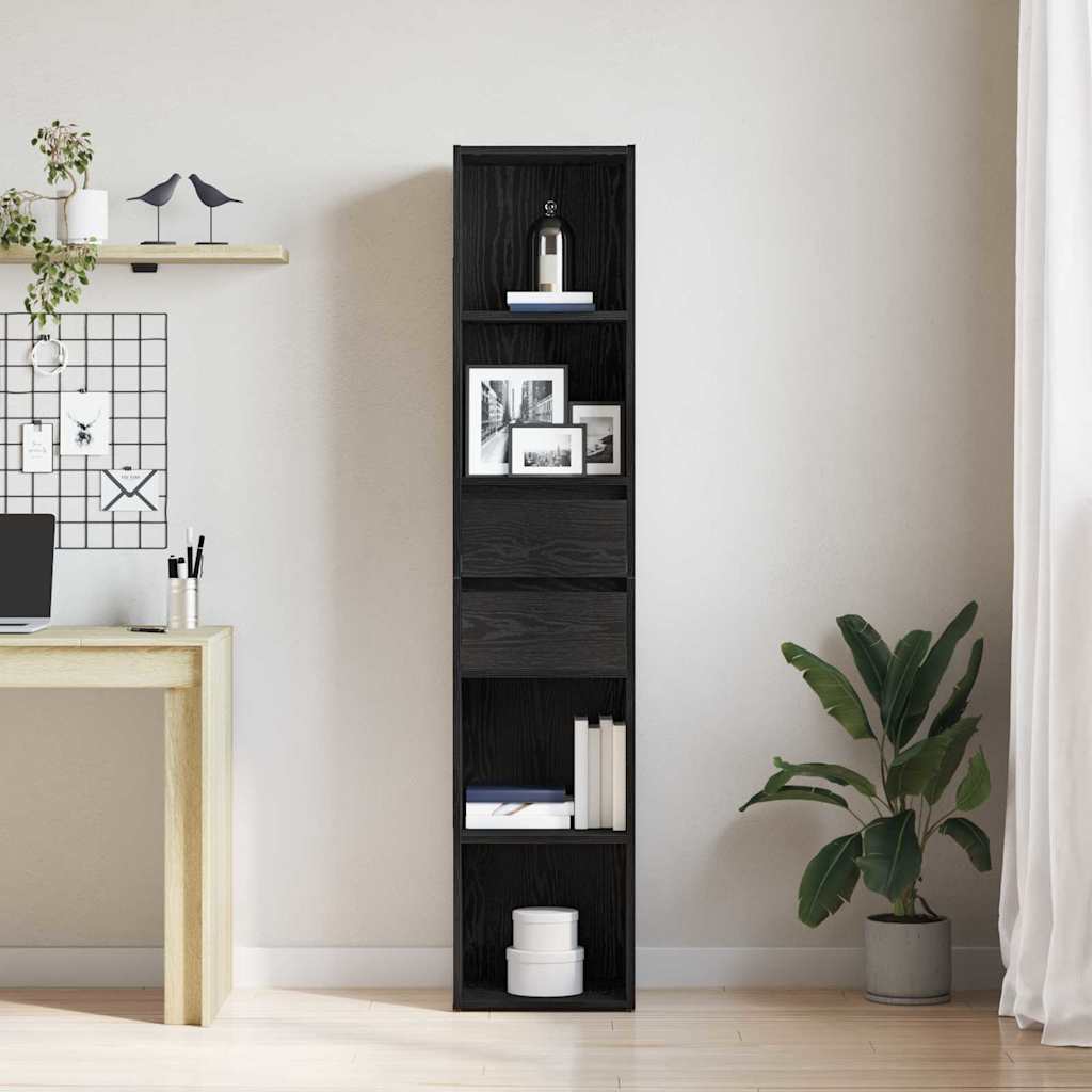 Gabinete de livros 4 níveis 36 x 30 x 171 cm carvalho preto