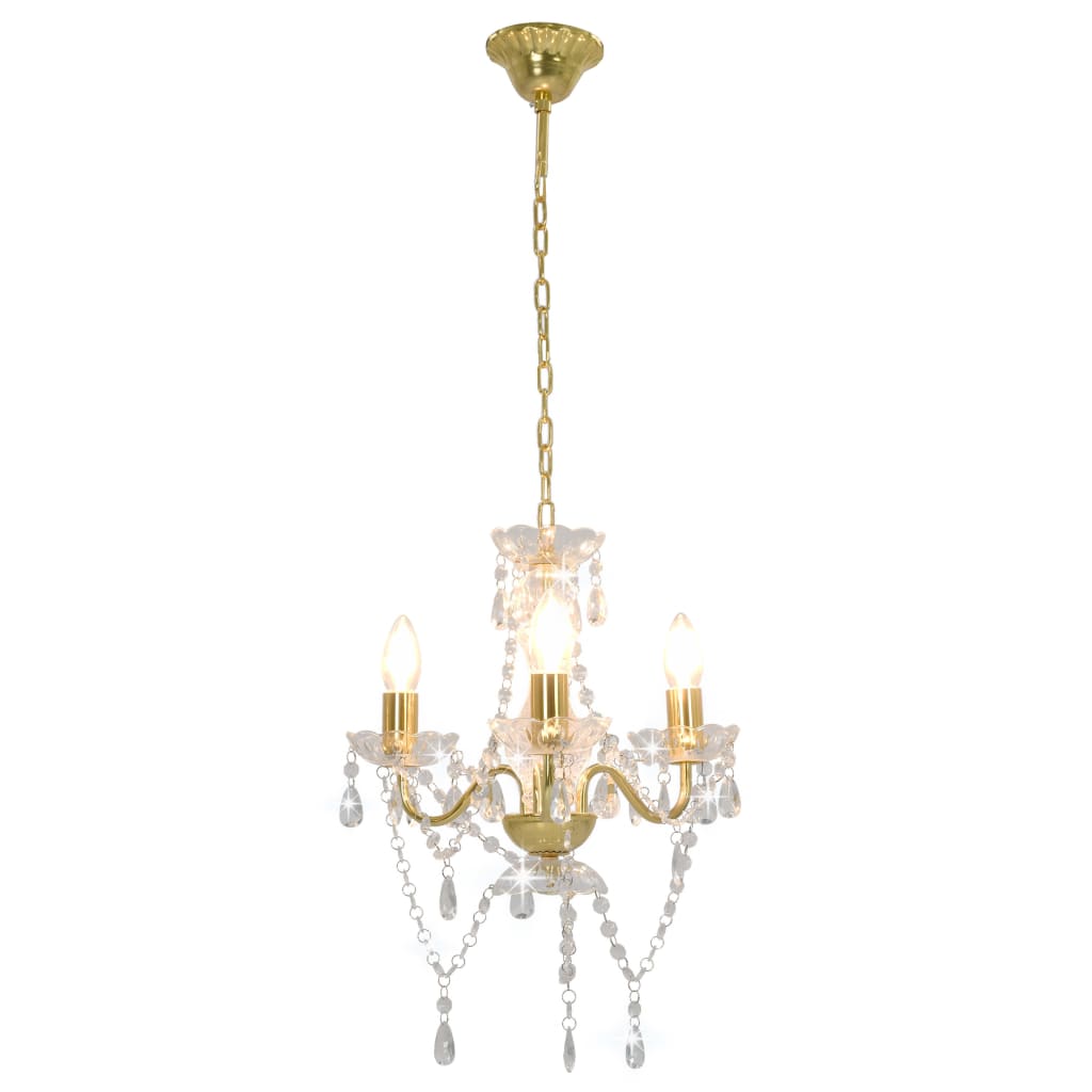 Lustre com contas redondo 3 x e14 dourado