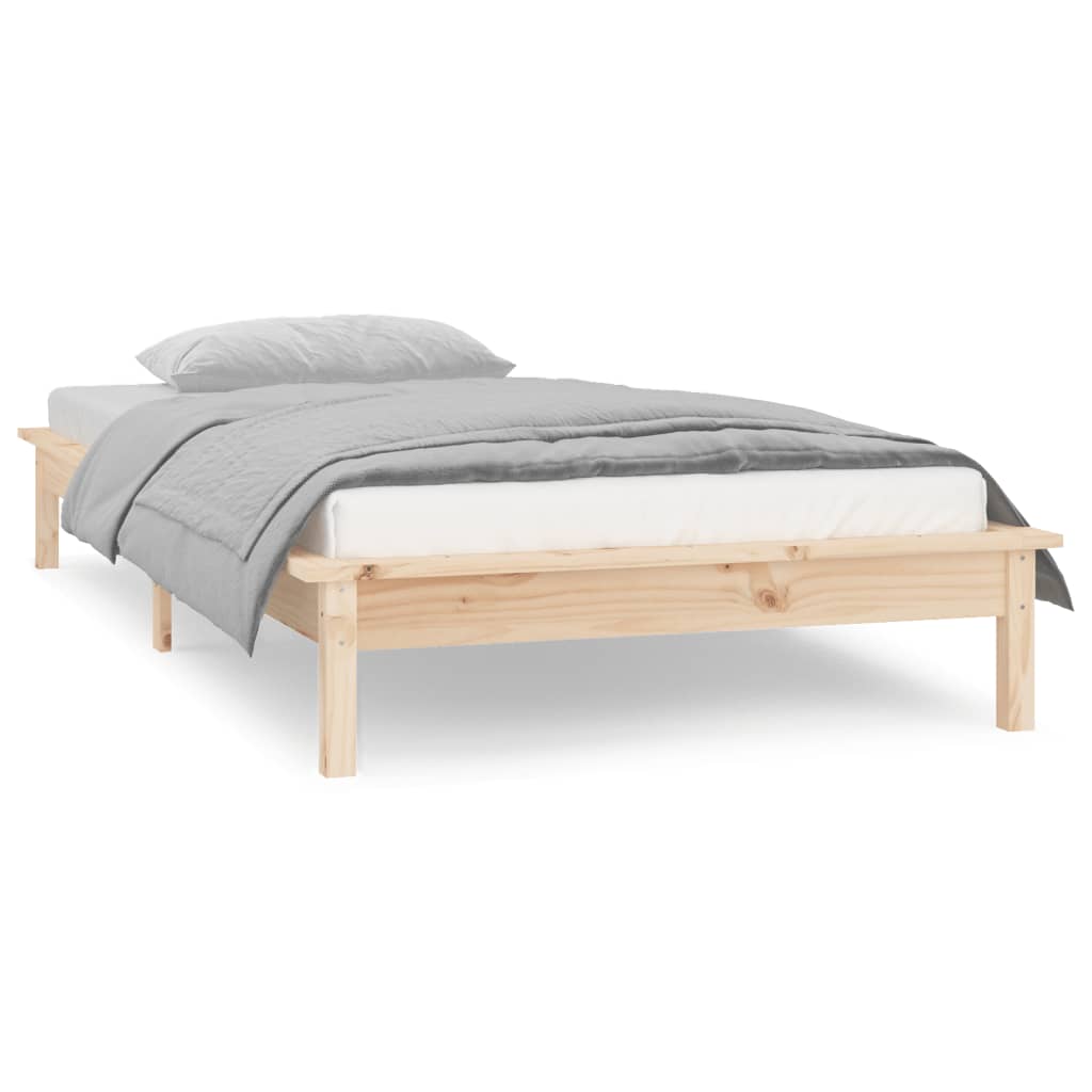 Estrutura de cama c/ leds 90x200 cm madeira maciça