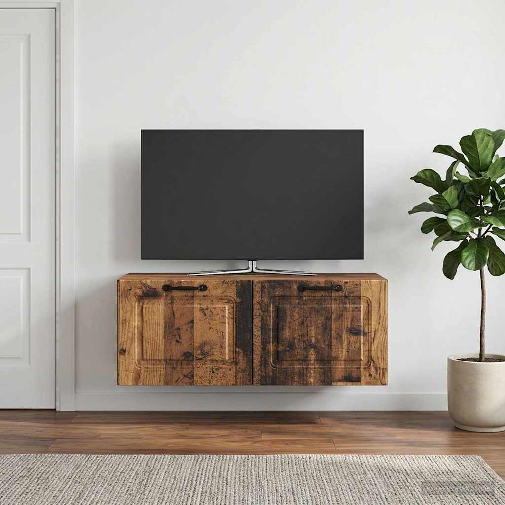 Gabinete de TV de parede madeira antiga 78,5 x 31 x 30 cm