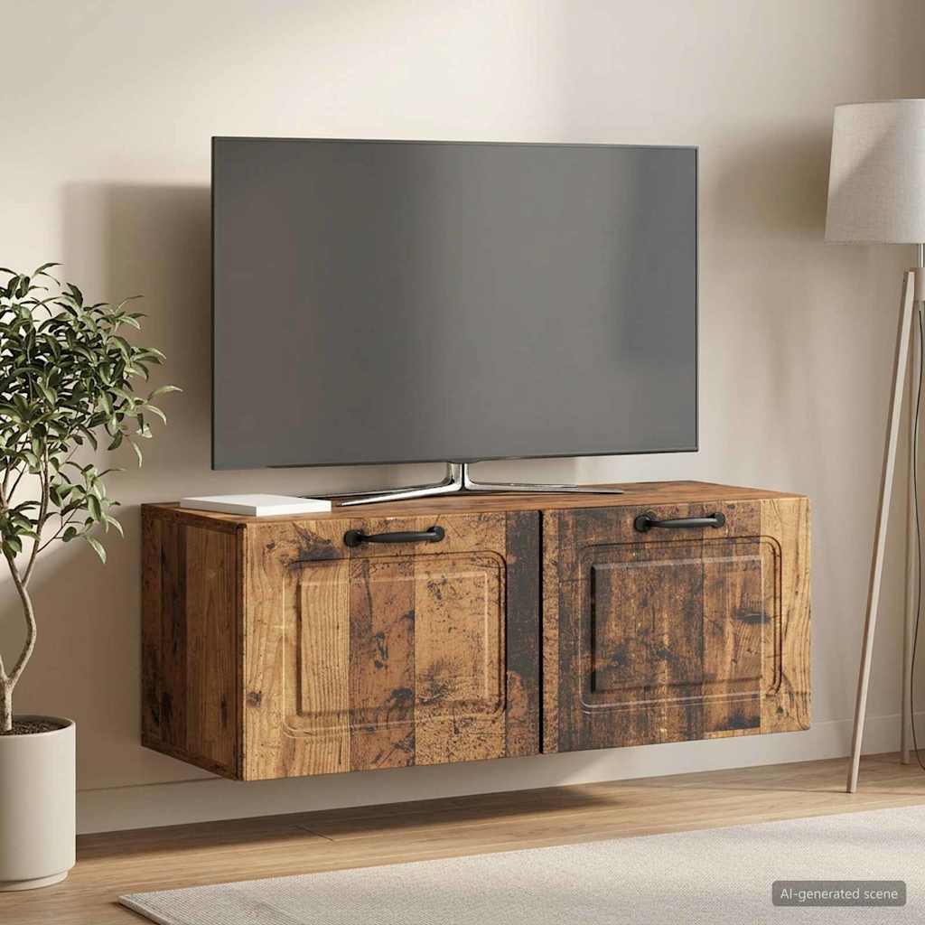 Gabinete de TV de parede madeira antiga 78,5 x 31 x 30 cm
