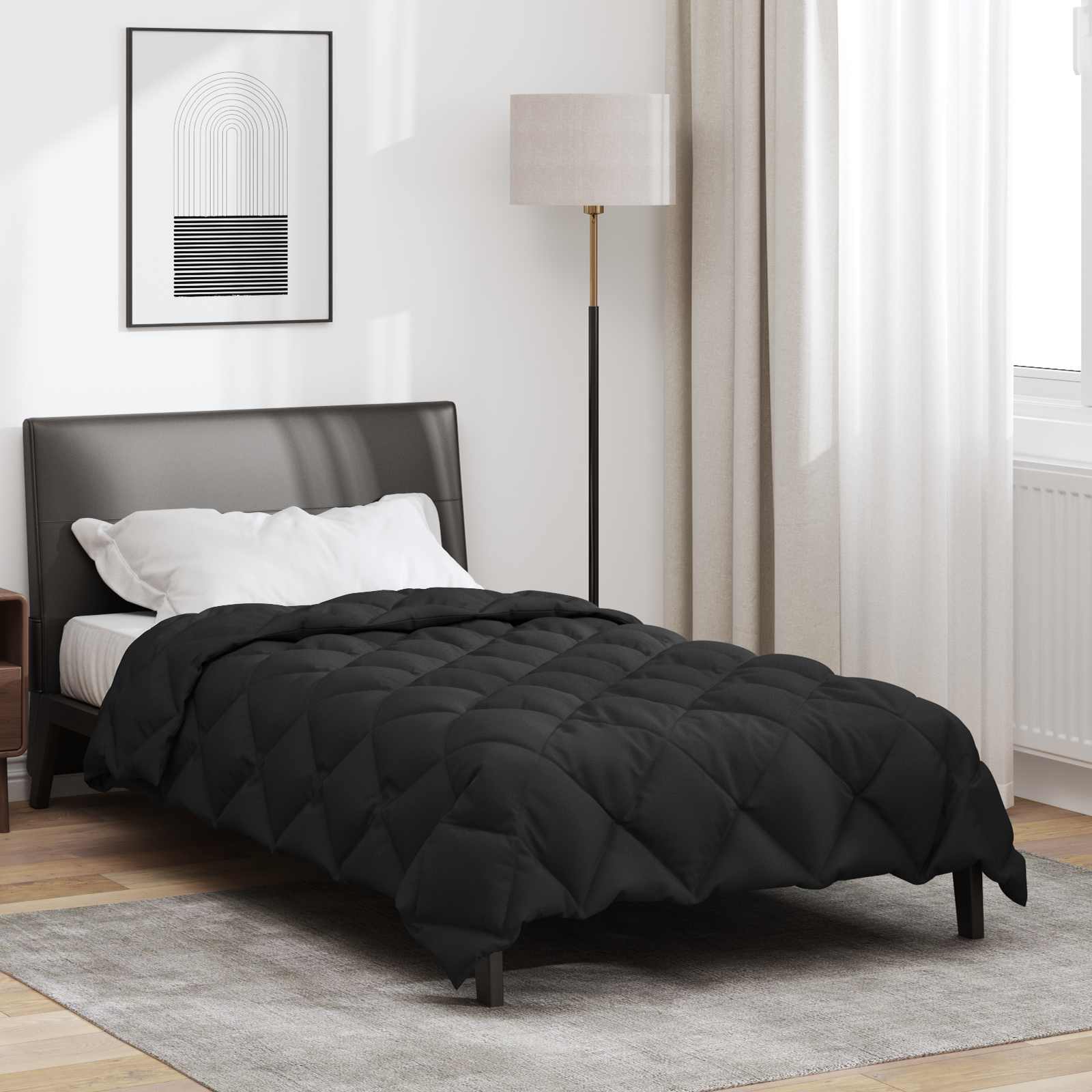 Edredom de inverno 135 x 200 cm 450 gsm preto