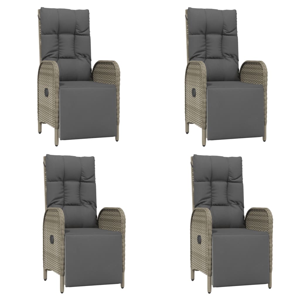 5 Pcs conjunto de jantar p/ jardim c/ almofadões vime PE cinza