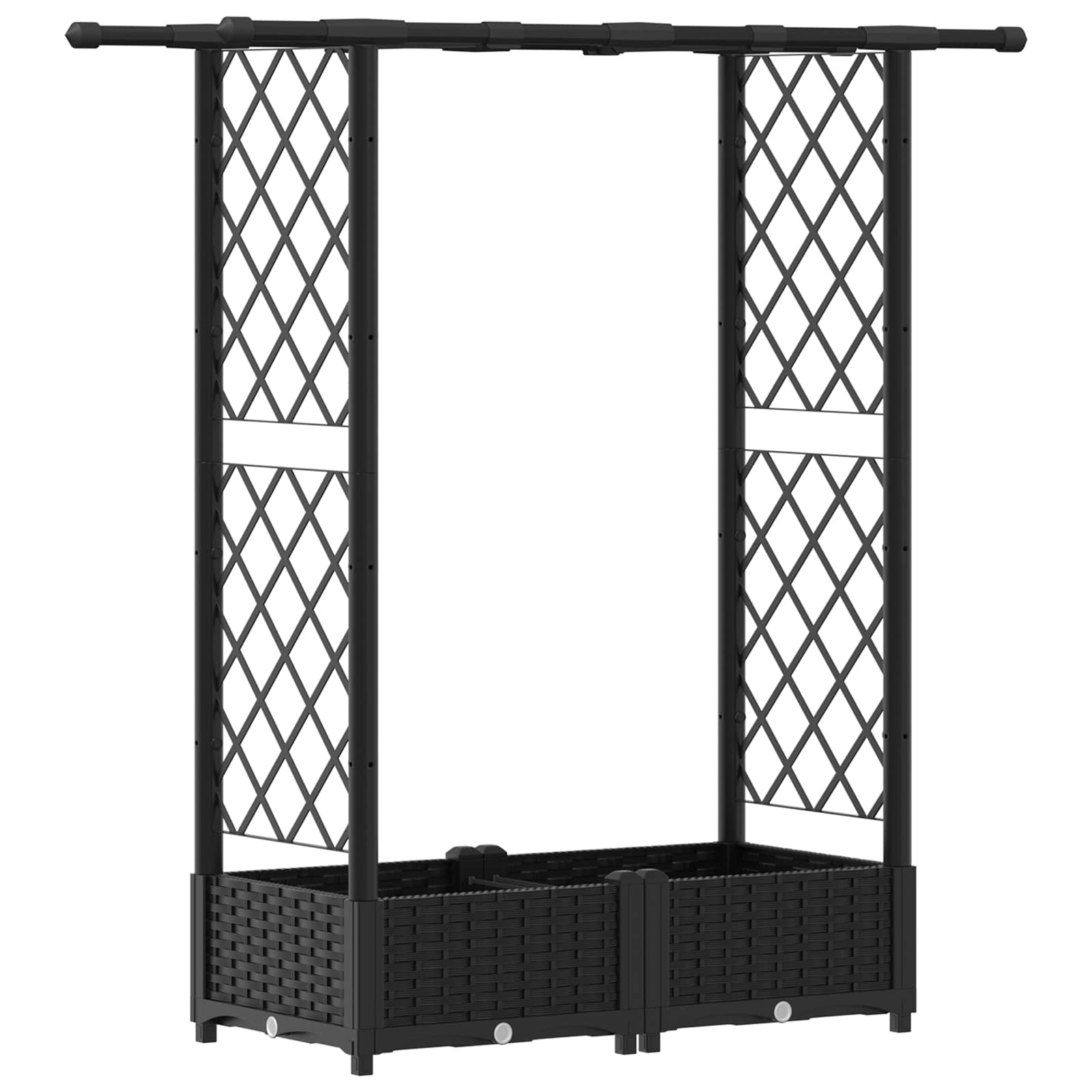 Cama elevada com treliça e telhado preto 122,5 x 40 x 121 cm PP