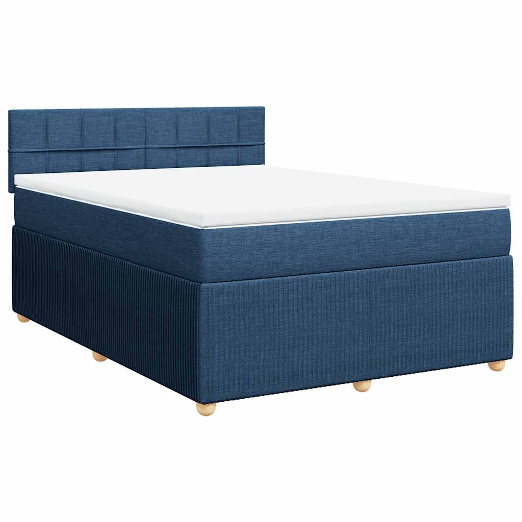 Cama com molas/colchão 140x190 cm tecido azul
