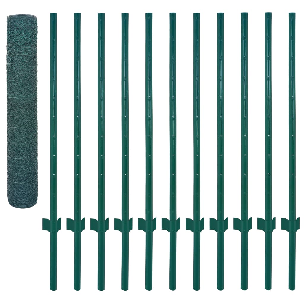 Cerca de arame com postes aço 25x1 m verde