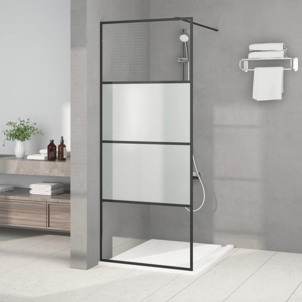 Divisória de chuveiro 80x195 cm vidro semiopaco esg preto