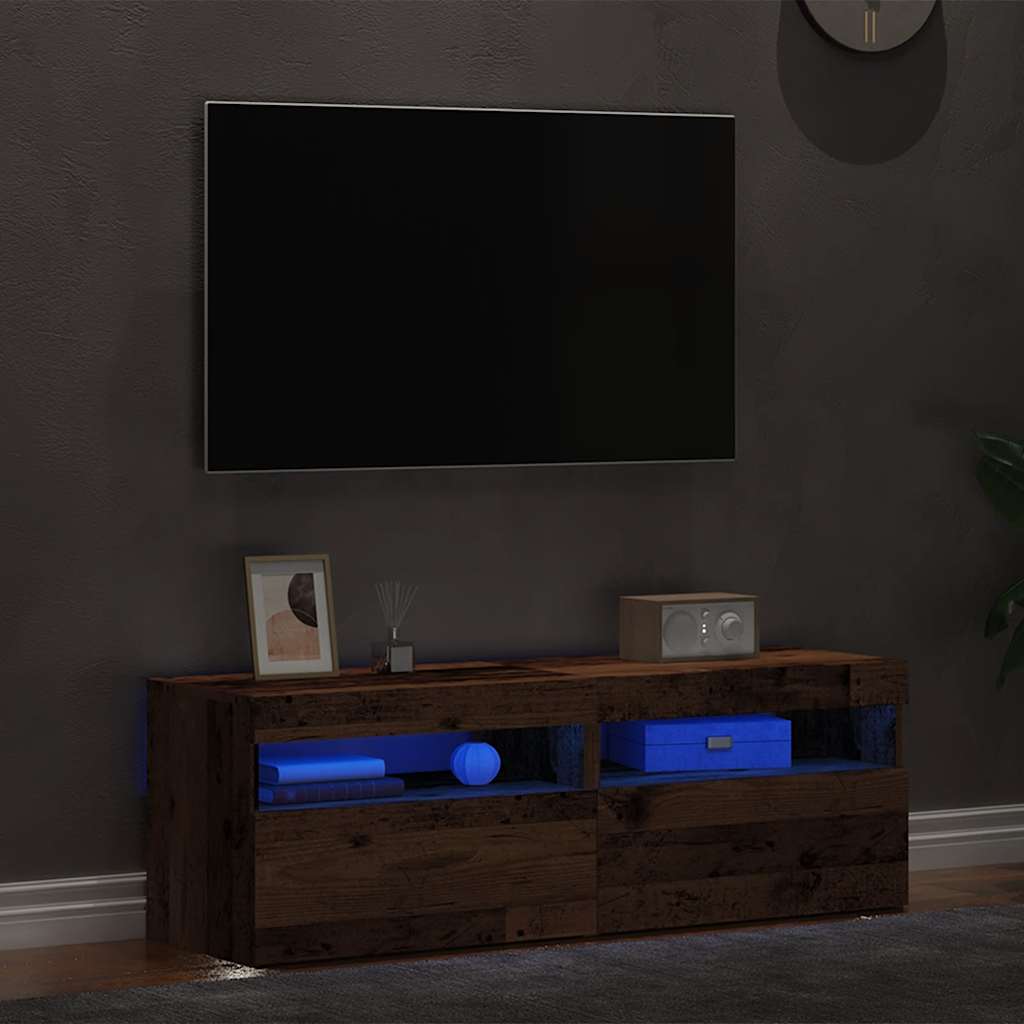 Móveis de TV com luzes LED 2pcs derivados madeira madeira velha