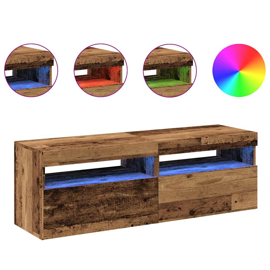 Móveis de TV com luzes LED 2pcs derivados madeira madeira velha