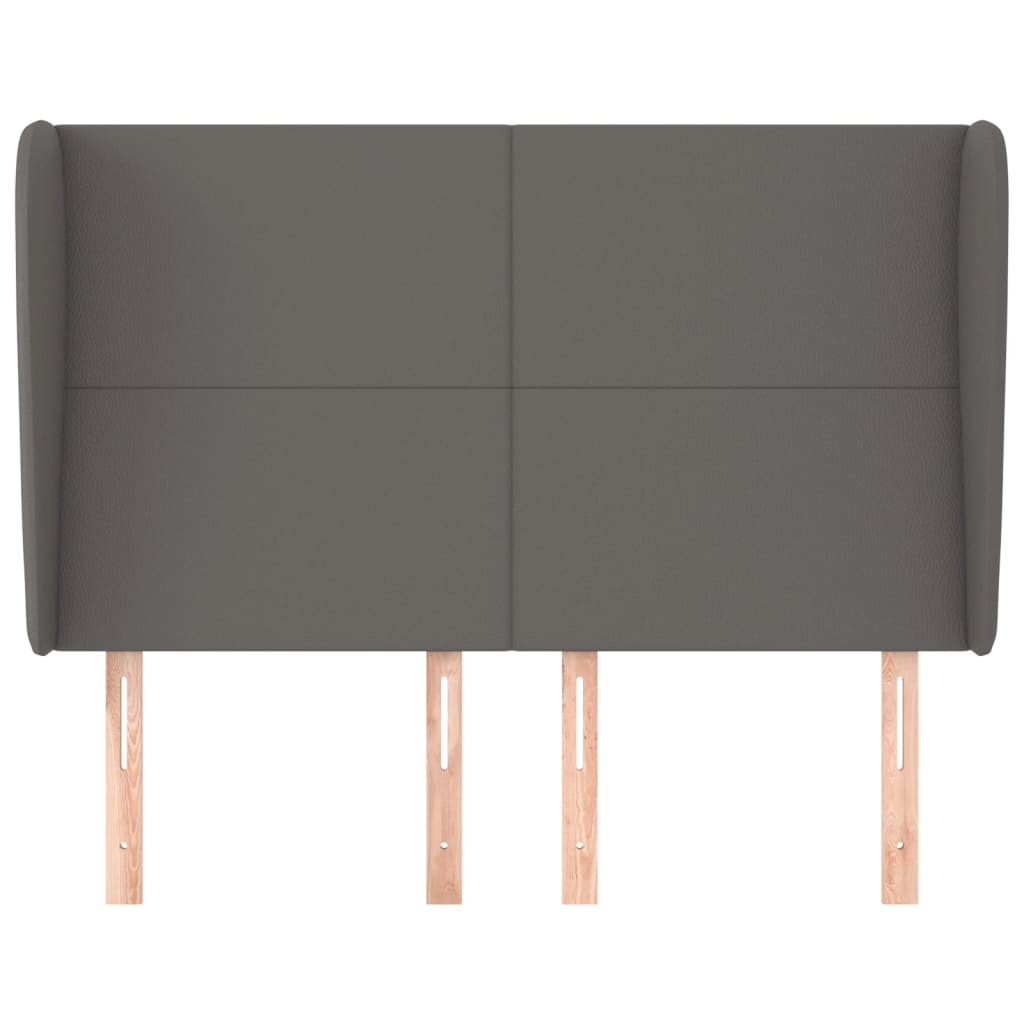 Cabeceira cama c/ abas couro artif. 147x23x118/128 cm cinzento