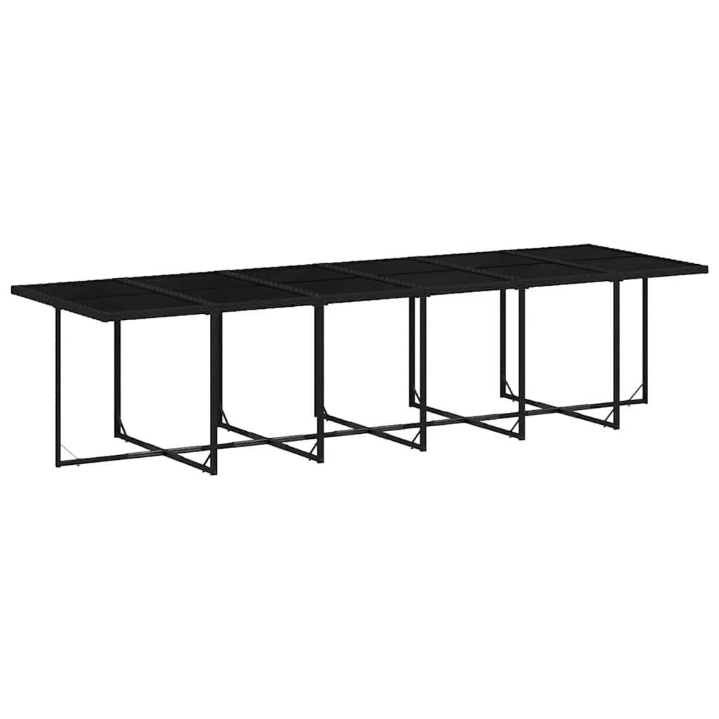 13 Pcs conjunto de jantar p/jardim com almofadões vime PE preto