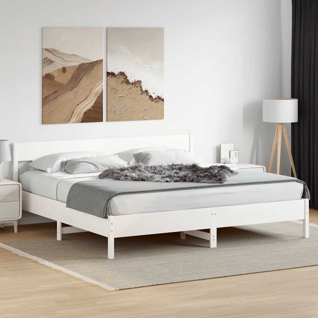 Cama sem colchão 180x200 cm madeira de pinho maciça branco