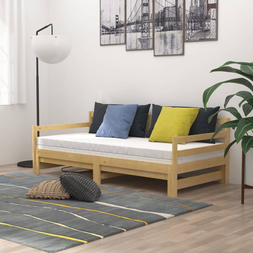 Sofá-cama de puxar 2x(90x200) cm pinho maciço