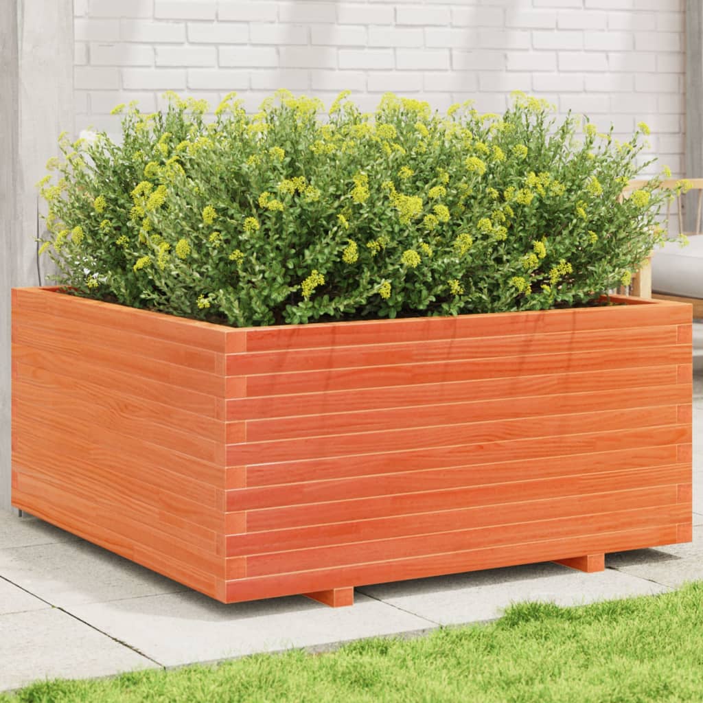 Vaso/floreira jardim 100x100x49,5 cm pinho maciço castanho mel