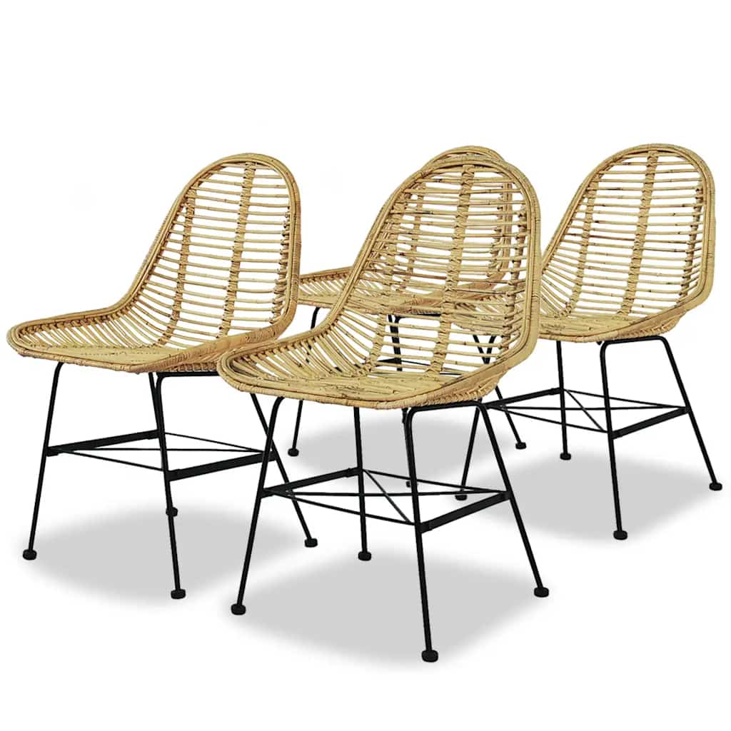 Cadeiras de jantar 4 pcs vime genuíno