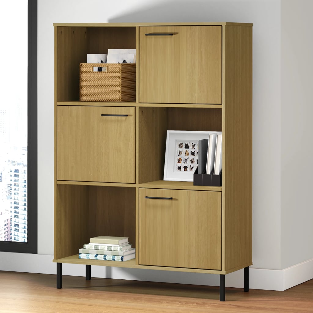 Estante c/ pernas metal 95x35x128,5 cm madeira oslo castanho