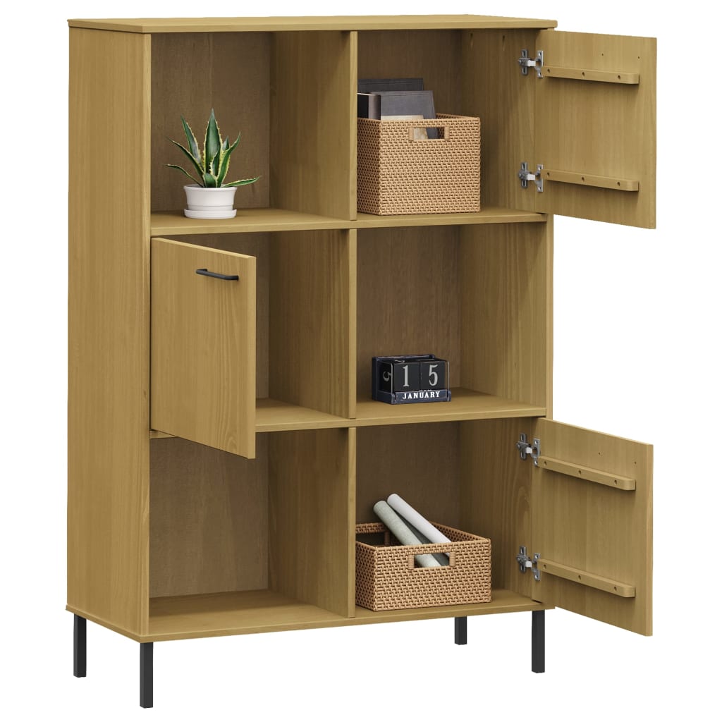 Estante c/ pernas metal 95x35x128,5 cm madeira oslo castanho